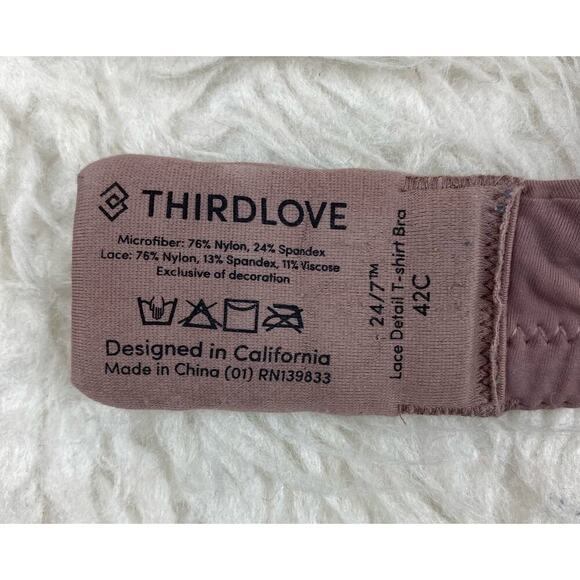 Third Love Women's 42C Mauve Purple Lace Detail Lightly Lined T-Shirt Bra - Picture 5 of 5